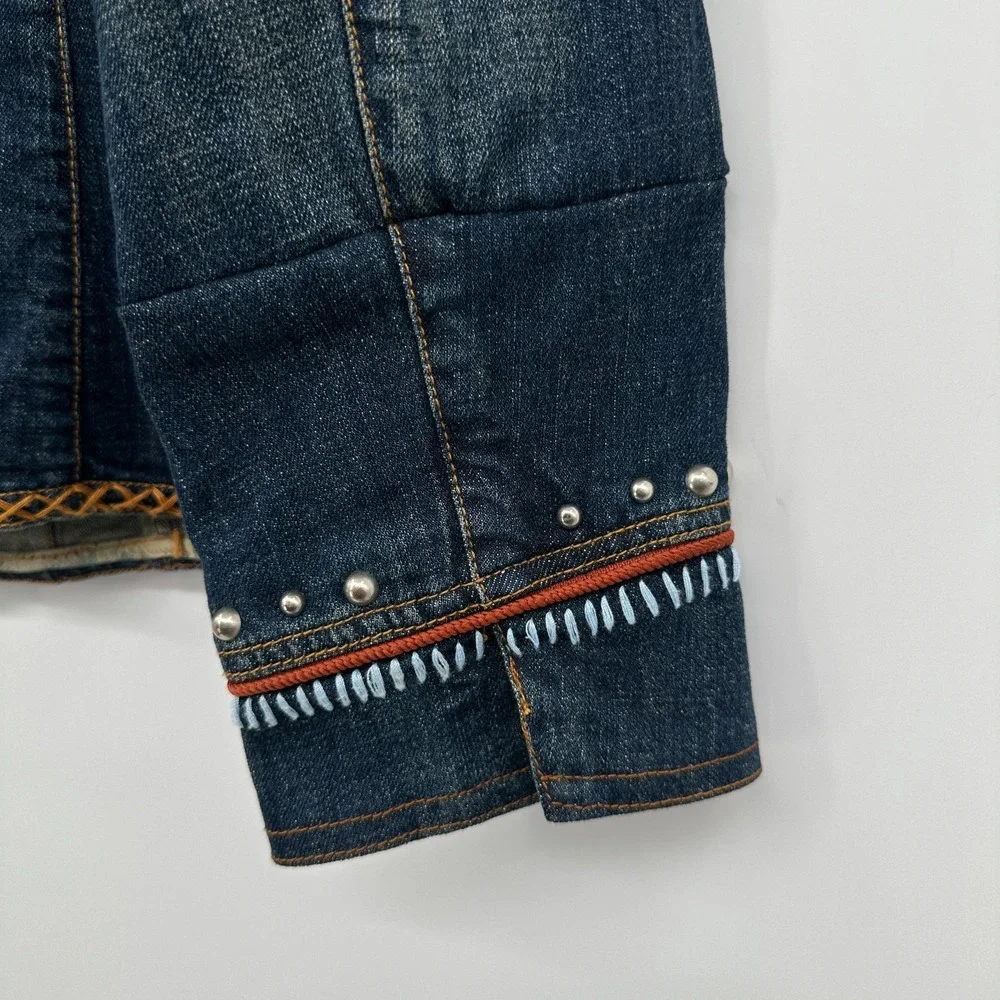 Reba Denim Jacket Size Large Studded Embroidered Stretch Western Rodeo Cowgirl - Picture 9 of 15